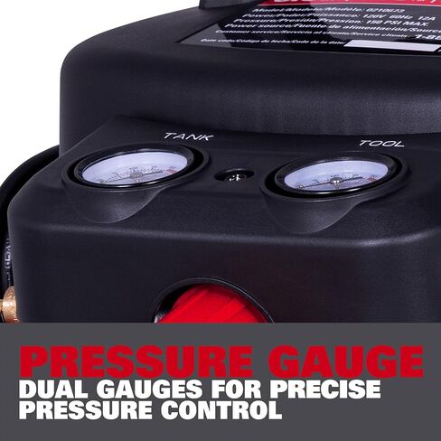 ECOMAX 6 Gallon Pancake Air Compressor, Max 150 PSI Pressure, 2.6 CFM @90 Psi, 1.0 HP Portable Oil Free Long Life Electric Air Compressor for Home and Jobsite, Red Model: 0210673 in Kuwait