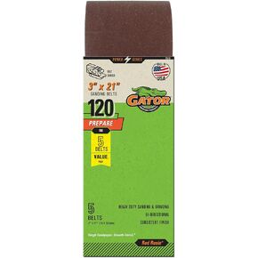 Gator 3" x 21" Red Resin Aluminum Oxide Sanding Belts, 120 Grit, 5 Pack in Saudi Arabia