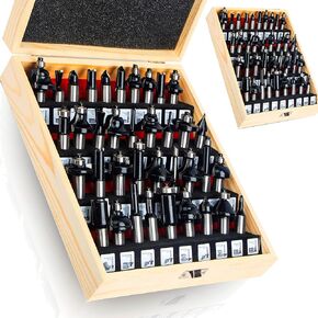 TAIWAIN 1/2 بوصة شانك راوتر بت لوحة قطع الخشب 37 قطعة، قاطع خشب النجارة، أداة طحن اللسان أخدود كربيد الخشب، لقم توجيه باب الخزانة (F-XB2-2) in Kuwait