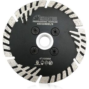 SHDIATOOL Diamond Turbo Blade Dia 5 Inch with Slant Protection Teeth Cutting Stone Granite Marble Concrete Brick with 5/8-11 Thread