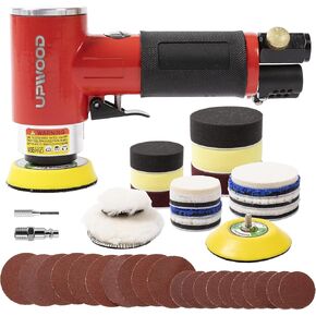 2'' 3'' Mini Orbital Air Sander by UPWOOD, Small Pneumatic Random Orbital Sander Kit with Hook And Loop Sanding Pads 24pcs Sandpapers in Kuwait