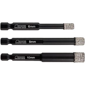 SHDIATOOL Dry Diamond Drill Bits Set for Porcelian Tiles Marble Granite Quick Change Hex Shank Stone Hole Bits(6/8/10/12/14mm) 5pcs