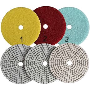 GoYonder 4 Inch Wet or Dry Diamond Polishing Pads Set of 3pcs, Stone Granite Polish Pad Kit 50-6000 Grit Polishing Pad for Grinder, Polisher, Drill, 105mm Marble Polishing Pad in 3 Steps in Saudi Arabia