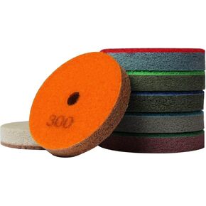 5" Diamond Sponge Fiber Polishing Pad 300-10000 Grit - Polishing Tile Stone Marble Concrete Ceramics Glass 7set