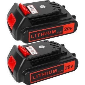 AKKOPOWER 2packs 20V 4.0Ah Lithium Battery for Black and Decker 20 Volt 4000mAh Replacement Battery Compatible with LBXR2520 LBXR2020 LBX20 LB2X4020 LB2X3020 LCC221 LST522 LST201 LST220 LST300 in Saudi Arabia