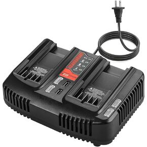 Dual Port 20V Fast Charger for Craftsman V20 Lithium Battery Charger CMCB104 CMCB204 CMCB202 CMCB201 CMCB209 CMCB205 CMCB100 CMCB101 Replacement for Craftsman 20V Battery Charger
