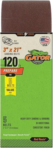 Gator 3" x 21" Red Resin Aluminum Oxide Sanding Belts, 120 Grit, 5 Pack in Saudi Arabia