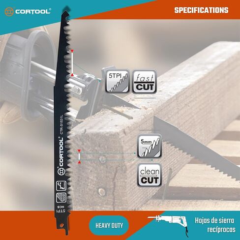 شفرات المنشار الترددية لتقليم الخشب 5TPI Sawzall شفرات التقليم 9 بوصة شفرات قطع الخشب للمناشير الترددية/Sawzall/مناشير Sabre - 5 عبوات in Kuwait