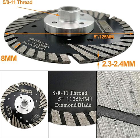 DT-DIATOOL 5 Inch Diamond Turbo Blade Cutting Granite Marble Concrete Hard Stones in Saudi Arabia