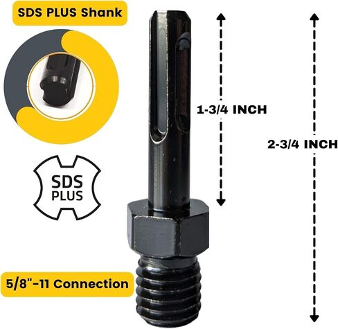 Core Drill Bit SDS Plus Arbor Adapter 5/8 "-11 UNC Thread Male to SDS Plus Shank Hammer Drill Diamond Hole Saw 5/8" 11 ذكر حفر مرفق Arbor Shaft محول بواسطة DRILAX in Saudi Arabia