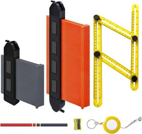 6 قطع من ناسخة قياس الكونتور مع قفل ملف التعريف الناسخ ومسطرة متعددة الزوايا لقياس دقيق لعلامات الخشب قياس 5 انش و10 انش (مجموعة قياس الكونتور) in Kuwait