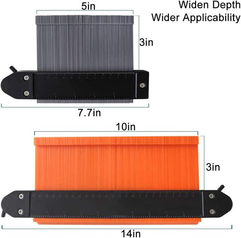 6 قطع من ناسخة قياس الكونتور مع قفل ملف التعريف الناسخ ومسطرة متعددة الزوايا لقياس دقيق لعلامات الخشب قياس 5 انش و10 انش (مجموعة قياس الكونتور) in Kuwait