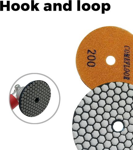 ComeFloor Dry Diamond Polishing Pads for Granite Marble Stone 4 Inch Set 7 Pieces Grinding Pads Plus a Rubber Backer Pads in Kuwait