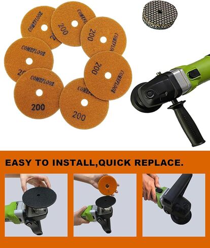 ComeFloor Dry Diamond Polishing Pads for Granite Marble Stone 4 Inch Set 7 Pieces Grinding Pads Plus a Rubber Backer Pads in Kuwait