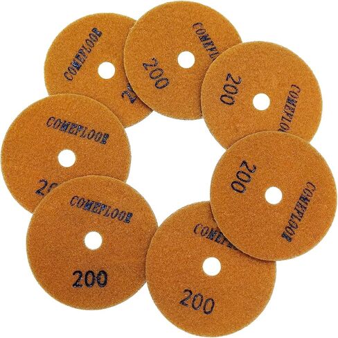 ComeFloor Dry Diamond Polishing Pads for Granite Marble Stone 4 Inch Set 7 Pieces Grinding Pads Plus a Rubber Backer Pads in Kuwait