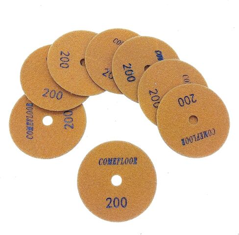 ComeFloor Dry Diamond Polishing Pads for Granite Marble Stone 4 Inch Set 7 Pieces Grinding Pads Plus a Rubber Backer Pads in Kuwait