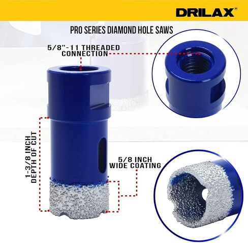 1 inch Diamond Hole Saw Heavy Duty Masonry Drill Bit for Concrete, Granite, Quartz, Porcelain, Ceramic, Tile, Brick, Cinder Blocks 5/8"-11 Thread Connection for Angle Grinders in Saudi Arabia