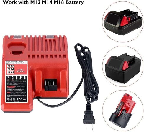M18 & M12 Rapid Charger Replacement for Milwaukee 48-59-1812 12V&18V XC Lithium Ion Battery 48-11-1850 48-11-1840 48-11-1815 48-11-1828 in Saudi Arabia