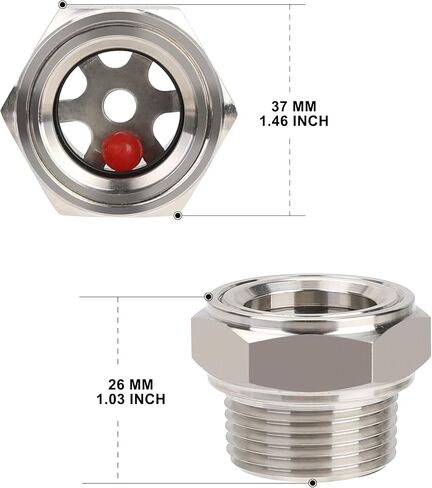 Hromee 3/4" NPT Male Oil Sight Gauge Hex Head Stainless Steel Oil Liquid Level Indicator Glass Window for Air Compressor Gearbox Pump Tank in Saudi Arabia