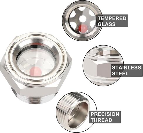 Hromee 3/4" NPT Male Oil Sight Gauge Hex Head Stainless Steel Oil Liquid Level Indicator Glass Window for Air Compressor Gearbox Pump Tank in Saudi Arabia