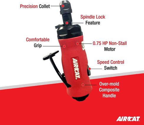مطحنة مصبوبة مركبة من AirCAT 6285 .75 HP مع قفل دوران 20.000 لفة في الدقيقة، أحمر، صغير in Saudi Arabia