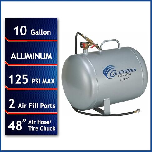 California Air Tools CAT-AUX05A Lightweight Portable Aluminum Air Tank, 5 Gallon, Silver in Kuwait