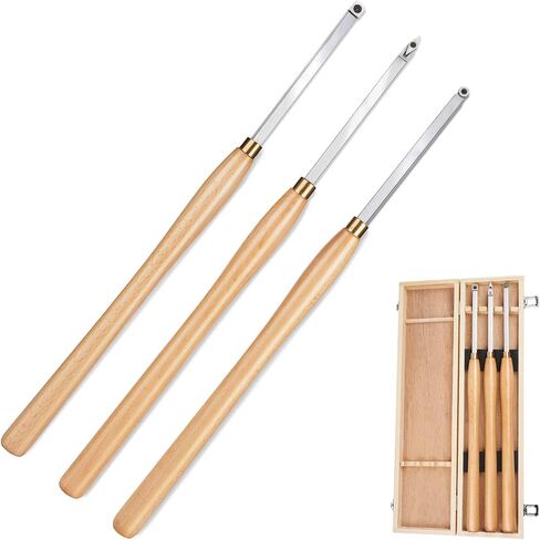 Woodturning Carbide Lathe Tools, 17" Full Size Wood Turning Tool Set of 3 Rougher Detailer Finisher, Includes Replacement Cutter Inserts in Kuwait