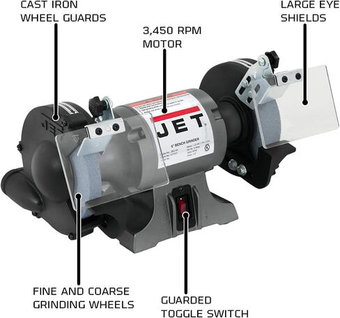 JET 6-Inch Bench Grinder, 1/4 HP, 3450 RPM, 115V (JBG-6A) in Saudi Arabia