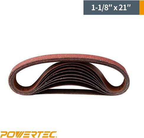 حزام السنفرة من أكسيد الألومنيوم من POWERTEC 412104 1-1/8 بوصة x 21 بوصة لساندر ماكيتا 9031 & 9032، 10 عبوات in Kuwait