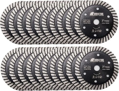 SHDIATOOL Tile Diamond Saw Blade, 3pcs 3In/75mm x Arbor 3/8In/10mm for Ceramic,Hard Porcelain,Glazed Tiles Dry Cutting disc in Saudi Arabia