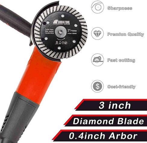 SHDIATOOL Tile Diamond Saw Blade, 3pcs 3In/75mm x Arbor 3/8In/10mm for Ceramic,Hard Porcelain,Glazed Tiles Dry Cutting disc in Saudi Arabia
