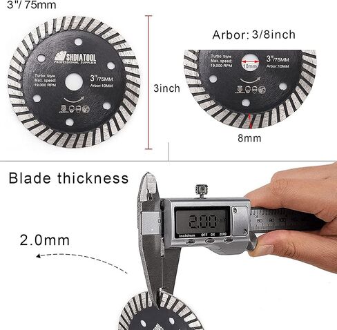 SHDIATOOL Tile Diamond Saw Blade, 3pcs 3In/75mm x Arbor 3/8In/10mm for Ceramic,Hard Porcelain,Glazed Tiles Dry Cutting disc in Saudi Arabia