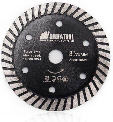 SHDIATOOL 3PCS 3-Inch Tile Diamond Saw Blade for Porcelain Ceramic 10mm | Dry Cutting Disc | Porcelain & Glazed Tile | Ultra-Thin Turbo Rim | Fits 3/8Inch Angle Grinders | Hot Pressed in Saudi Arabia