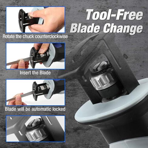 WORKPRO 12V Cordless Reciprocating Saw with Clamping Jaw, 2.0Ah Li-Ion Battery with 1 Hour Fast Charger, Variable Speed and Tool-Free Blade Change, 3 Saw Blades for Wood & Metal Cutting in Saudi Arabia