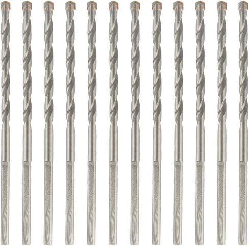 HLOFIZI 1/8" x 3" Masonry Drill Bits 12 Pack, 1/8 inch Concrete Drill Bits Hammer Drill Bits for Cement, Brick, Stone, Block, Stucco Wall, 3-Flat Shank in Saudi Arabia