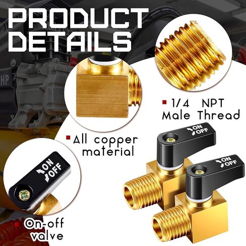 Tondiamo Air Compressor Valve, Mini Metal Ball Type Air Tank Drain Valve Brass, 1/4 Inch NPT Male x NPT Female for Air Compressor Part(2 Pieces) in Saudi Arabia