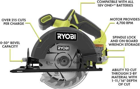 RYOBI 18V Cordless 2-Tool Combo Bundle with Drill & Circular Saw, (2) 1.5 Ah Batteries, Charger, Tool Bag, Impact Rated 20 Piece Drill Bit Set, Plus Buho Drill Holster and Buho Zipper Tool Pouch in Kuwait