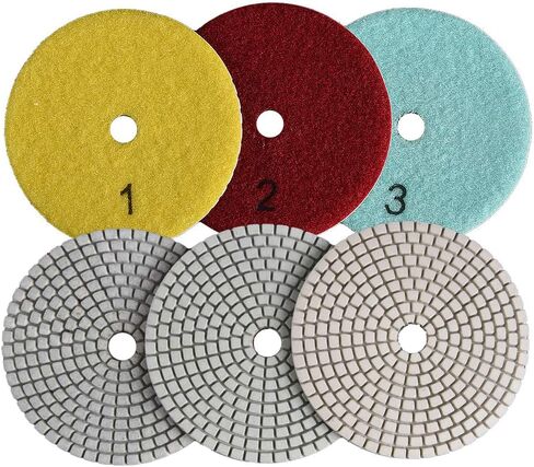GoYonder 4 Inch Wet or Dry Diamond Polishing Pads Set of 3pcs, Stone Granite Polish Pad Kit 50-6000 Grit Polishing Pad for Grinder, Polisher, Drill, 105mm Marble Polishing Pad in 3 Steps in Saudi Arabia
