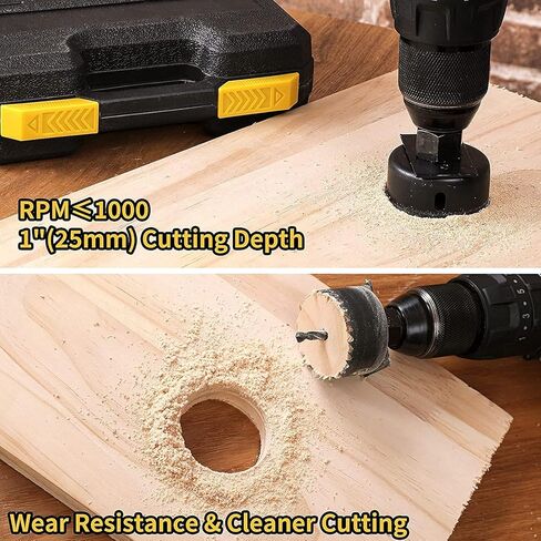 Hole Saw Set, Jellas 17PCS Hole Saw Kit with 13Pcs Saw Blades, Max Size 6"(152mm) and Min Size 3/4" (19mm), 2 Mandrels, 1 Installation Plate and 1 Hex Key, Ideal for Soft Wood, PVC Board and More in Kuwait