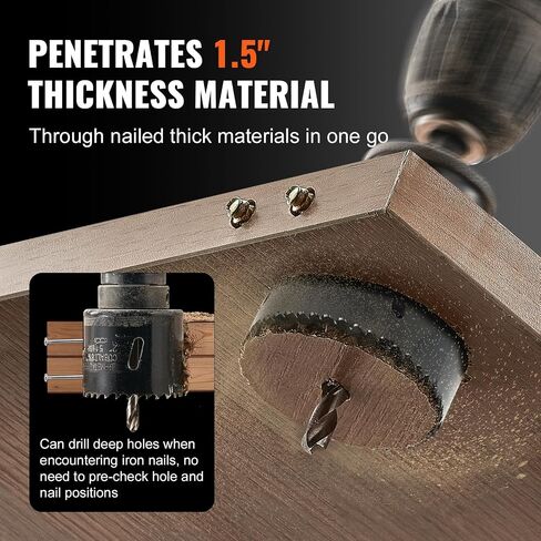 VEVOR Hole Saw Kit, 11 PCS Saw Blades, 2 Drill Bits, 1 Hex Wrench, General Purpose Size from 3/4" to 3", Bi Metal M42 Hole Saw Set with Carrying Case, Ideal for Wood Board, Plastic and Iron Plate in Saudi Arabia