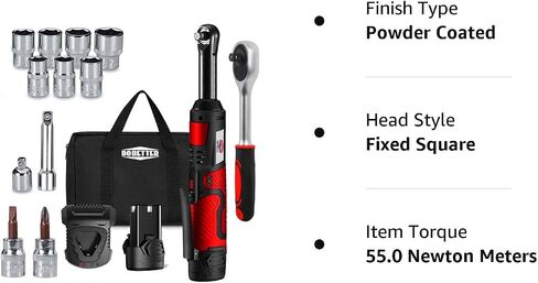 Electric Ratchet Wrench 3/8 Cordless Ratchet Wrench Set, Extended 55 N·m Battery Powered Ratchet Tool with 1 Hand Tool, 7 Sockets, 2 Screwdrivers, 1 Extender, 1/4" Adapter Dobetter-DBCRW12L in Saudi Arabia