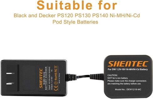 Shentec 7.2V-18v Battery Charger Compatible with Black and Decker PS120 PS130 PS140 Ni-MH/Ni-Cd Pod Style Batteries in Saudi Arabia