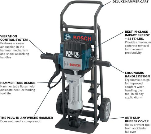 BOSCH BH2770VCD 120-Volt 1-1/8 Hex Breaker Hammer Brute Turbo Deluxe Kit with Deluxe Cart in Saudi Arabia