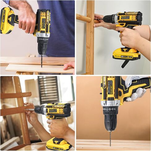 مجموعة أدوات CANBRAKE 21 فولت مع مثقاب، 119 قطعة مجموعة أدوات كهربائية، عزم دوران 320 رطل 0-1350RMP سرعة ستبليس، ظرف بدون مفتاح 3/8 بوصة 25+1 قابض، بطارية 1.5 أمبير × 2 ومجموعة أدوات شاحن منزلية لصيانة الإصلاح in Kuwait