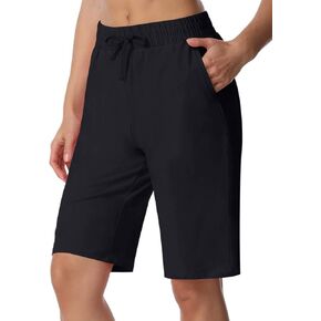 ChinFun Women's Yoga Bermuda Shorts Athletic Lounge Cotton Sweat Shorts 10" Long Shorts Workout Running Shorts