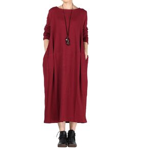 Mordenmiss Women's Knit Sweater Dress Long Sleeve Baggy Shift Pullovers in Kuwait