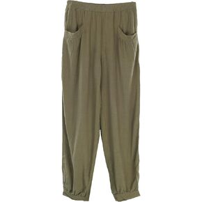 Minibee Women's Cotton Linen Tapered Cropped Pants Elastic Waist Trousers in Saudi Arabia