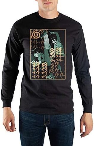 Mens Naruto Anime Cartoon Black Long Sleeve Graphic Tee in Saudi Arabia