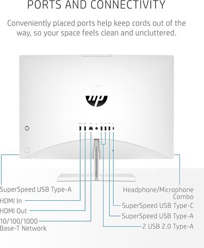 HP Pavilion 27" All-in-One Desktop, AMD Ryzen 7 5700U, 16 GB RAM, 256 GB SSD & 1 TB Hard Drive, Full HD Touchscreen, Windows 11 Home, 5 USB Ports, 5MP Pop-up Camera, Keyboard & Mouse (27-ca0070, 2021) in Saudi Arabia