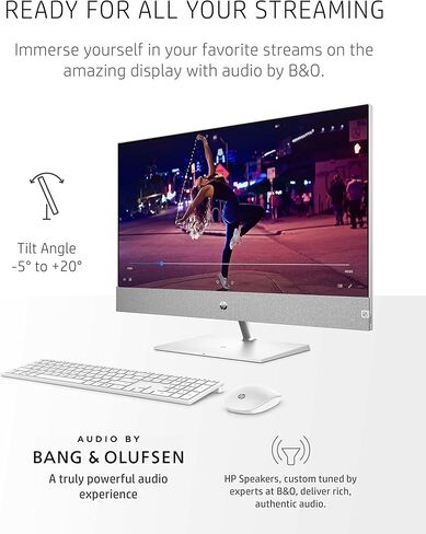 HP Pavilion 27" All-in-One Desktop, AMD Ryzen 7 5700U, 16 GB RAM, 256 GB SSD & 1 TB Hard Drive, Full HD Touchscreen, Windows 11 Home, 5 USB Ports, 5MP Pop-up Camera, Keyboard & Mouse (27-ca0070, 2021) in Saudi Arabia